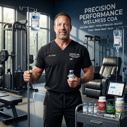 Dr. Chris with Precision Performance Wellness COA IV therapy and supplements